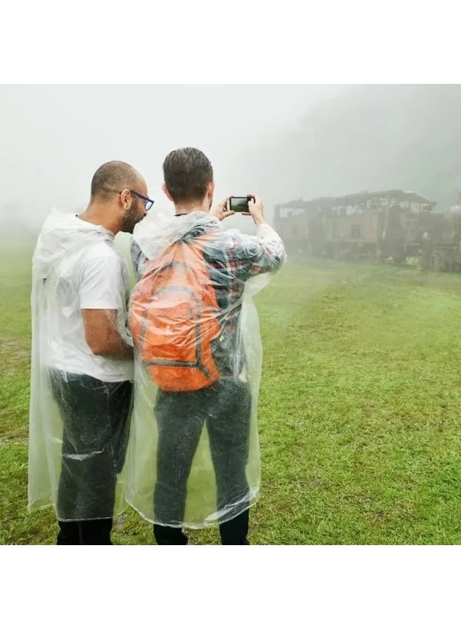 6-Pack Emergency Disposable Rain Ponchos for Adults – 100% Waterproof with Hood | Clear Lightweight Unisex Raincoats for Camping, Hiking & Travel, Transparent, One Size - Image 4
